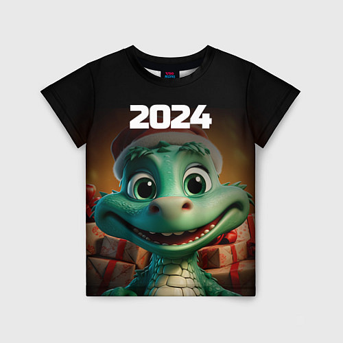 Детская футболка 2024 год зеленого дракона / 3D-принт – фото 1