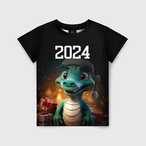Детская футболка Новый год 2024 символ года / 3D-принт – фото 1