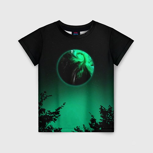Детская футболка Неоновая зеленая луна / 3D-принт – фото 1