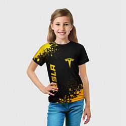 Футболка детская Tesla - gold gradient вертикально, цвет: 3D-принт — фото 2