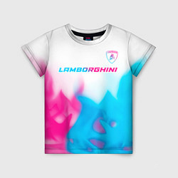 Футболка детская Lamborghini neon gradient style посередине, цвет: 3D-принт