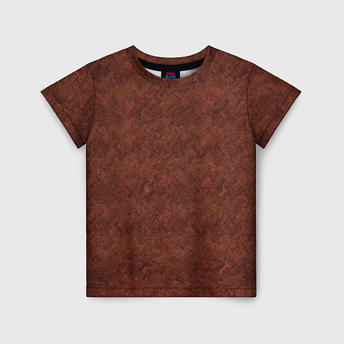 Детская футболка Красно-коричневый имитация меха / 3D-принт – фото 1