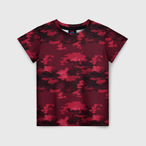 Детская футболка Красно-бордовый паттерн / 3D-принт – фото 1