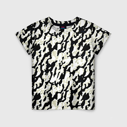 Детская футболка Размытый пятнистый чёрно-белый / 3D-принт – фото 1
