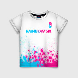 Детская футболка Rainbow Six neon gradient style посередине