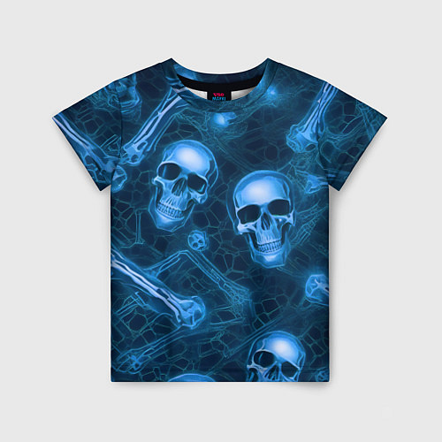 Детская футболка Синие черепа и кости / 3D-принт – фото 1