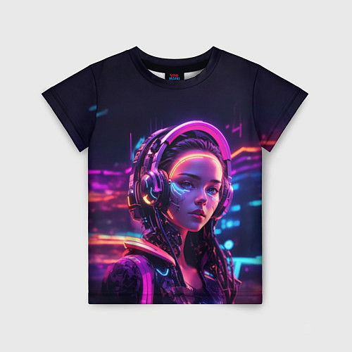 Детская футболка Девушка в пурпурных тенях / 3D-принт – фото 1