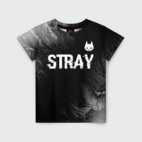 Детская футболка Stray glitch на темном фоне посередине / 3D-принт – фото 1