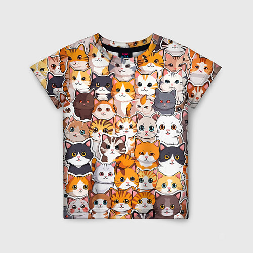 Детская футболка Очень много котиков / 3D-принт – фото 1