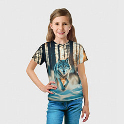 Футболка детская Волк в темном лесу, цвет: 3D-принт — фото 2