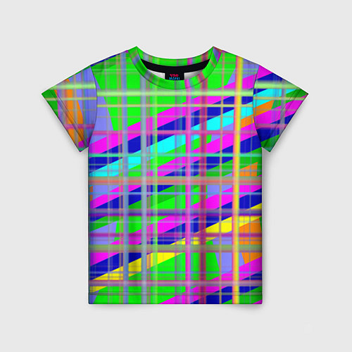 Детская футболка Неоновые перпендикулярные полосы / 3D-принт – фото 1