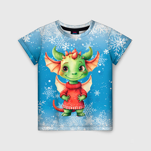 Детская футболка Милый дракошка в свитере / 3D-принт – фото 1