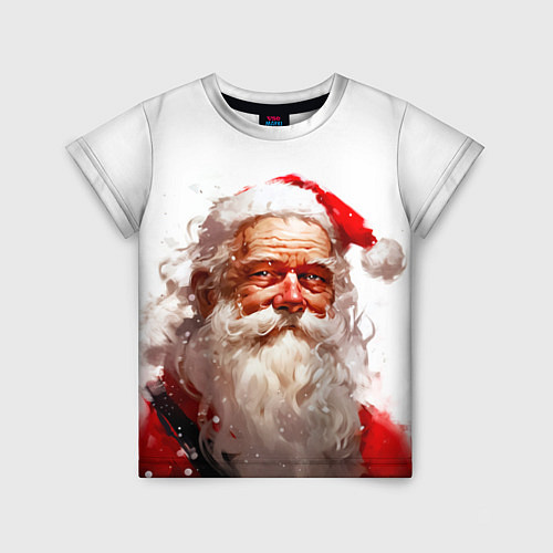 Детская футболка Добрый Санта - мазки краски / 3D-принт – фото 1