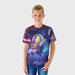 Футболка детская Барт Симпсон с лазерным пистолетом в космосе, цвет: 3D-принт — фото 2
