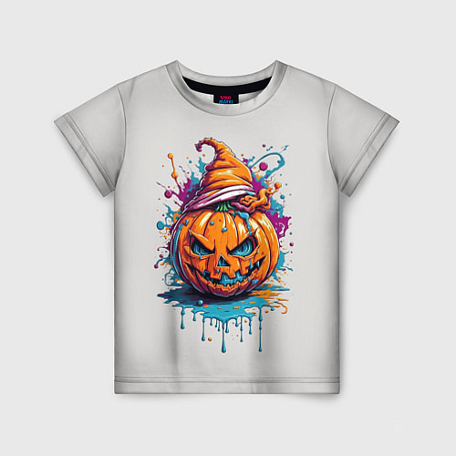 Детская футболка Хэллоуинская тыква в красках / 3D-принт – фото 1