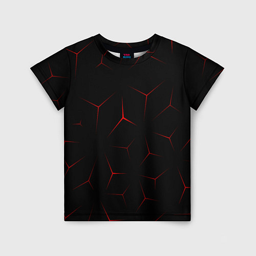 Детская футболка Красный кибер узор / 3D-принт – фото 1