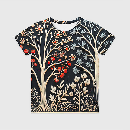 Детская футболка Новогодние узоры и деревья / 3D-принт – фото 1