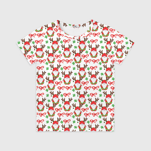 Детская футболка Новогодний гном с рогами / 3D-принт – фото 1