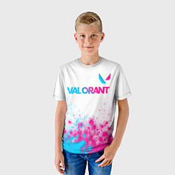 Футболка детская Valorant neon gradient style посередине, цвет: 3D-принт — фото 2