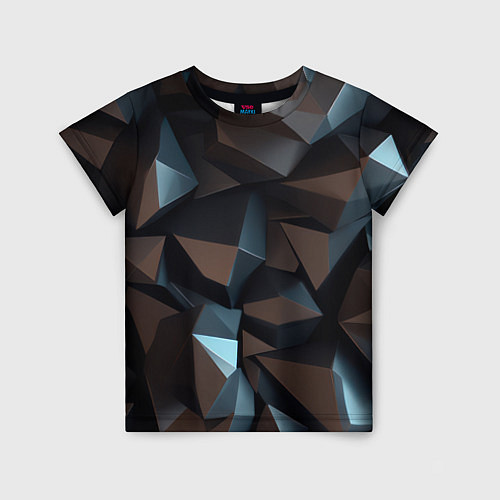 Детская футболка Черная геометрическая абстракция - объемные грани / 3D-принт – фото 1