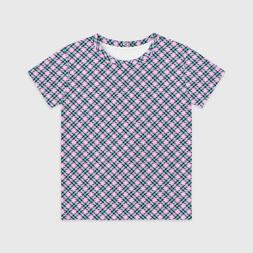 Детская футболка Фиолетовая - розовая клетка / 3D-принт – фото 1
