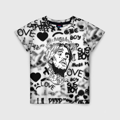 Детская футболка Lil peep автограф / 3D-принт – фото 1