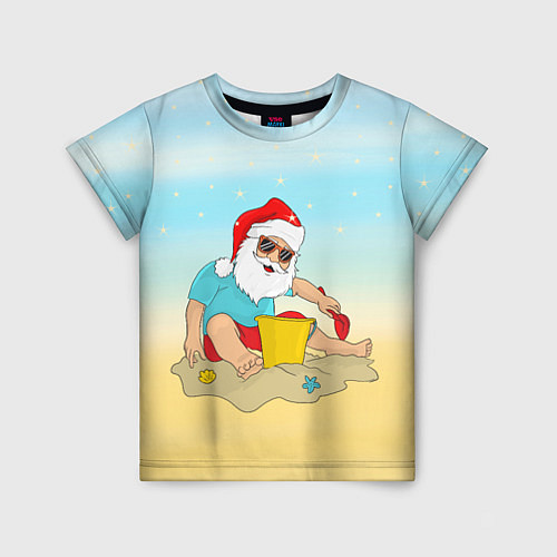 Детская футболка Дед Мороз на море / 3D-принт – фото 1
