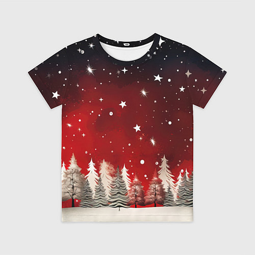Детская футболка Морозное утро в деревне / 3D-принт – фото 1