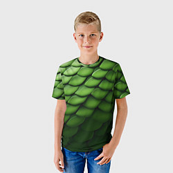 Футболка детская Зеленая чешуя змеи, цвет: 3D-принт — фото 2