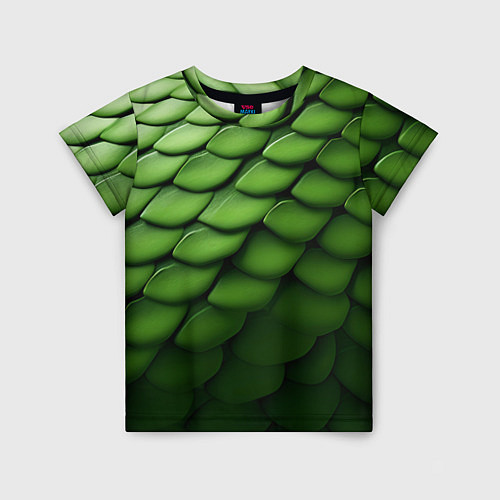 Детская футболка Зеленая чешуя змеи / 3D-принт – фото 1
