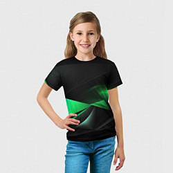 Футболка детская Трехмерность зеленой фигуры, цвет: 3D-принт — фото 2