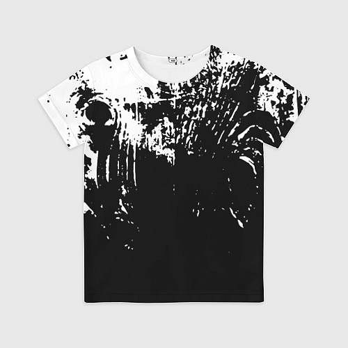 Детская футболка Черно-белый гранж текстуры дерева / 3D-принт – фото 1