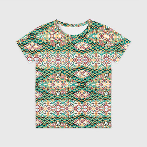Детская футболка Орнамент зеленый мелкий икат / 3D-принт – фото 1