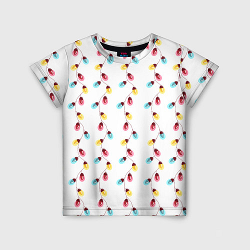 Детская футболка Новогодняя разноцветная гирлянда / 3D-принт – фото 1