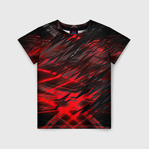 Детская футболка Черно красные текстуры / 3D-принт – фото 1