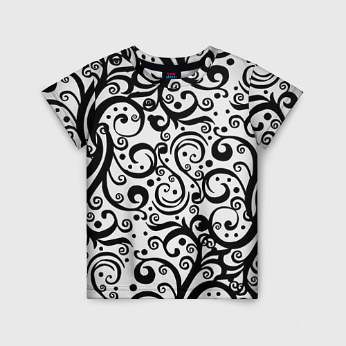 Детская футболка Чёрный кружевной узор / 3D-принт – фото 1