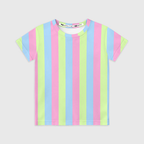 Детская футболка Полосатый сине-зелёно-розовый / 3D-принт – фото 1