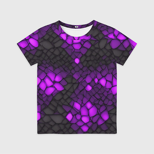 Детская футболка Фиолетовый трескающийся камень / 3D-принт – фото 1