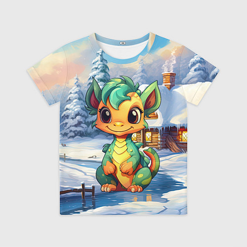 Детская футболка Крошечный дракон зимы 2024 / 3D-принт – фото 1