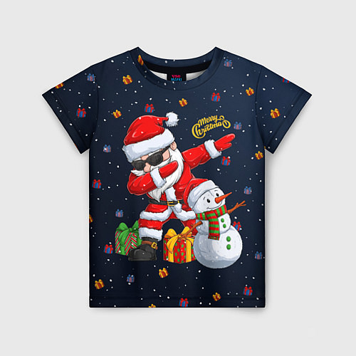 Детская футболка Санта Клаус и снеговик / 3D-принт – фото 1