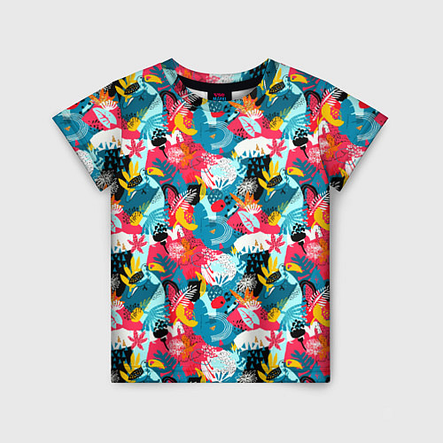 Детская футболка Тропический цветной узор / 3D-принт – фото 1
