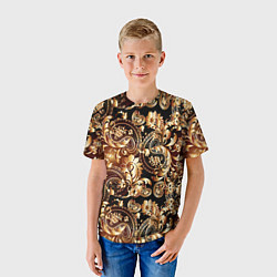 Футболка детская Пейсли золотые узоры, цвет: 3D-принт — фото 2