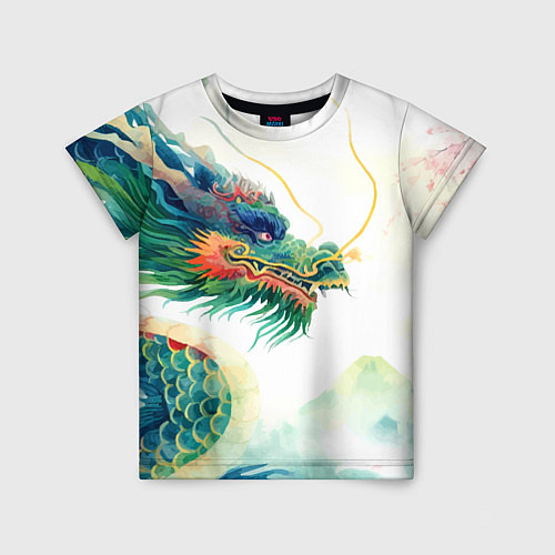 Детская футболка Japanese dragon - watercolor art / 3D-принт – фото 1
