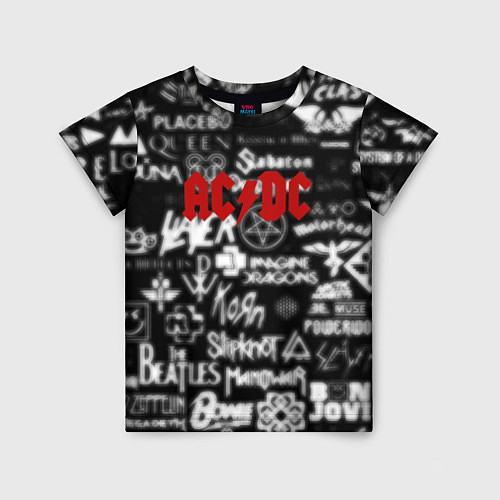 Детская футболка AC DC all logo band / 3D-принт – фото 1