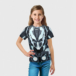Футболка детская Белая кибер броня, цвет: 3D-принт — фото 2