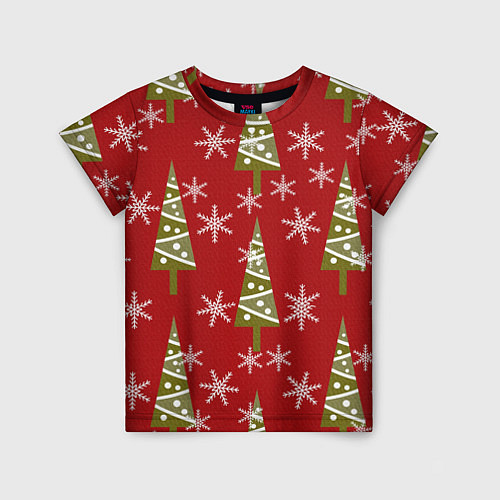 Детская футболка Елочка со снежинками / 3D-принт – фото 1