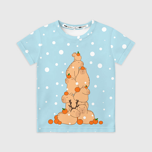 Детская футболка Гора капибара в снегу / 3D-принт – фото 1