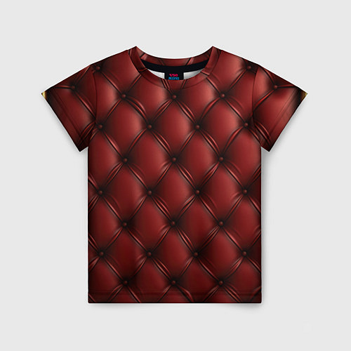 Детская футболка Бордовая кожаная текстура / 3D-принт – фото 1