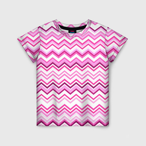 Детская футболка Ломаные полосы бело-розовый / 3D-принт – фото 1