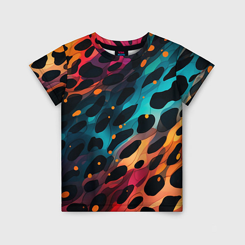 Детская футболка Разноцветный леопардовый паттерн / 3D-принт – фото 1